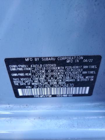 Aukcja sprzedaży 2022 Subaru Crosstrek, vin: JF2GTABC2NH258470, numer aukcji: 37764184