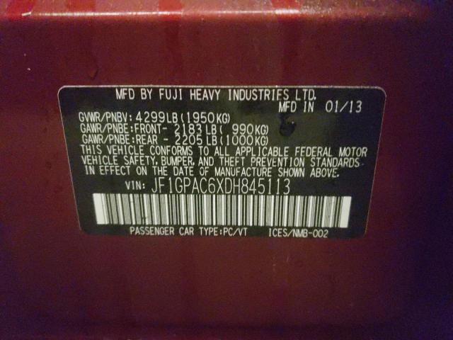 2013 Subaru Impreza Premium მანქანა იყიდება აუქციონზე, vin: JF1GPAC6XDH845113, აუქციონის ნომერი: 40031174