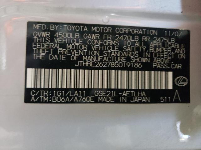 Aukcja sprzedaży 2008 Lexus Is 350, vin: JTHBE262785019186, numer aukcji: 38727844