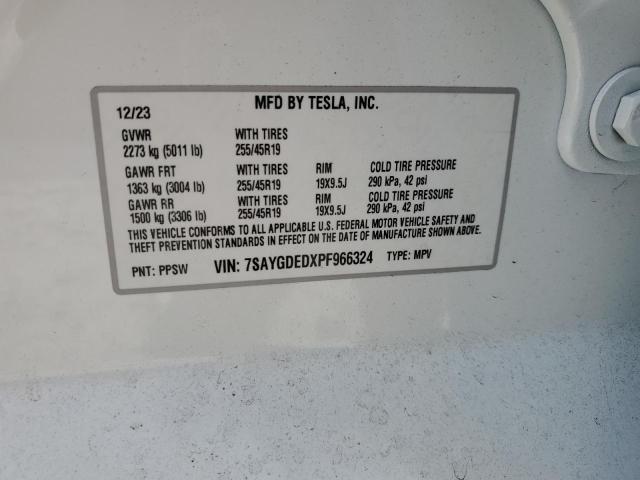 2023 Tesla Model Y მანქანა იყიდება აუქციონზე, vin: 7SAYGDEDXPF966324, აუქციონის ნომერი: 39504254