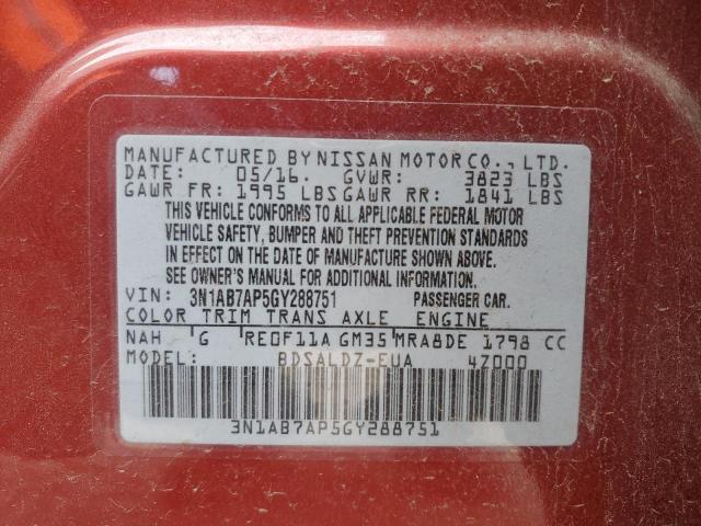 Aukcja sprzedaży 2016 Nissan Sentra S, vin: 3N1AB7AP5GY288751, numer aukcji: 82920093