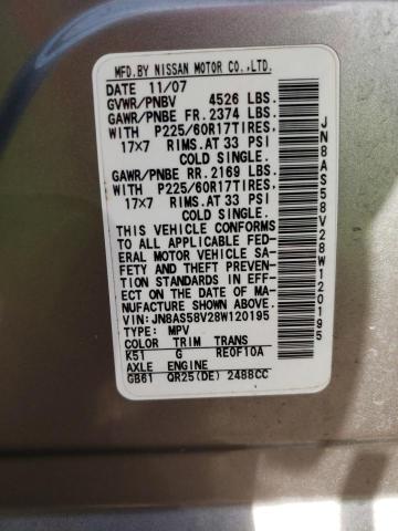 Aukcja sprzedaży 2008 Nissan Rogue S, vin: JN8AS58V28W120195, numer aukcji: 37456384