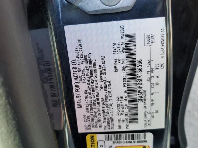 Продажа на аукционе авто 2020 Ford Fusion Se, vin: 3FA6P0HD8LR186586, номер лота: 38976824
