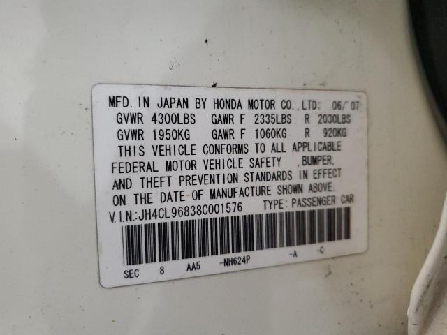 Aukcja sprzedaży 2008 Acura Tsx, vin: JH4CL96838C001576, numer aukcji: 38316834