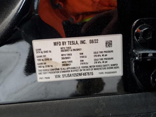 Продаж на аукціоні авто 2022 Tesla Model S, vin: 5YJSA1E52NF487615, номер лоту: 38889694