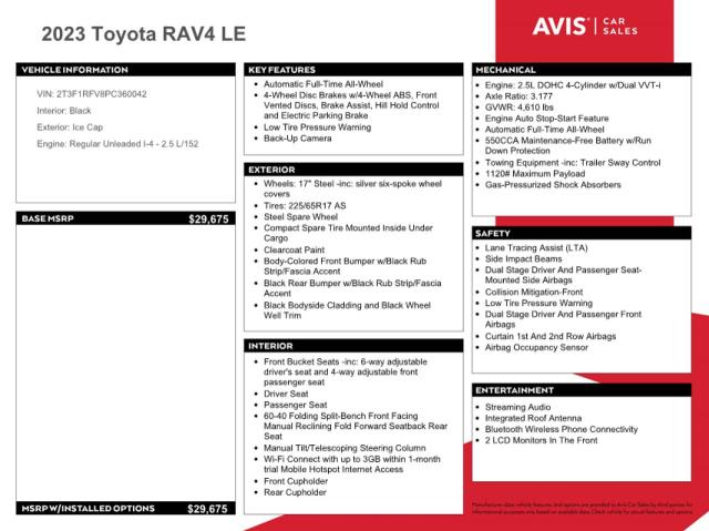 38557564 :رقم المزاد ، 2T3F1RFV8PC360042 vin ، 2023 Toyota Rav4 Le مزاد بيع