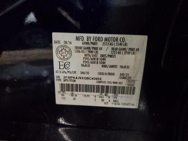 2016 Ford Edge Sel მანქანა იყიდება აუქციონზე, vin: 2FMPK4J9XGBC43932, აუქციონის ნომერი: 37870434