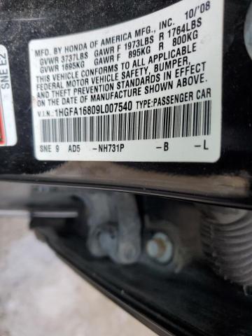 Aukcja sprzedaży 2009 Honda Civic Ex, vin: 1HGFA16809L007540, numer aukcji: 82856593