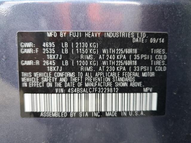 39617974 :رقم المزاد ، 4S4BSALC7F3229812 vin ، 2015 Subaru Outback 2.5i Limited مزاد بيع