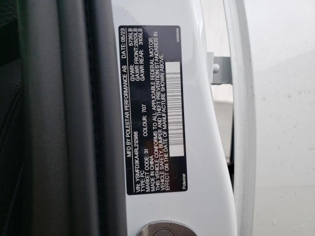 2024 Polestar 2 მანქანა იყიდება აუქციონზე, vin: YSMFD3KA4RL212986, აუქციონის ნომერი: 40232604