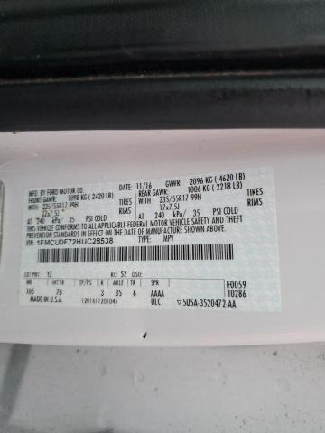 Aukcja sprzedaży 2017 Ford Escape, vin: 1FMCU0F72HUC28538, numer aukcji: 39813924