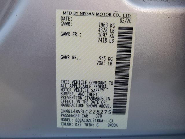 40879574 :رقم المزاد ، 1N4BL4BV3LC228275 vin ، 2020 Nissan Altima S مزاد بيع