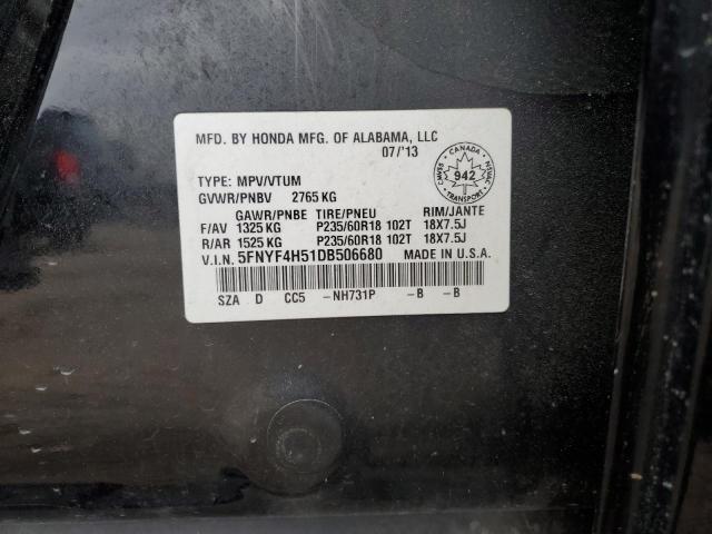 Продажа на аукционе авто 2013 Honda Pilot Exl, vin: 5FNYF4H51DB506680, номер лота: 80863053