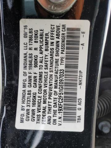 Aukcja sprzedaży 2016 Honda Civic Lx, vin: 19XFC2F51GE097033, numer aukcji: 38140204