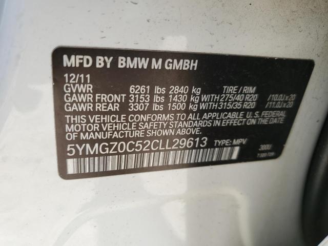 38771874 :رقم المزاد ، 5YMGZ0C52CLL29613 vin ، 2012 Bmw X6 M مزاد بيع