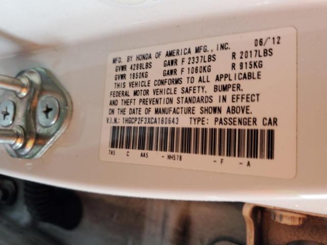 Продаж на аукціоні авто 2012 Honda Accord Lx, vin: 1HGCP2F3XCA180643, номер лоту: 39482624