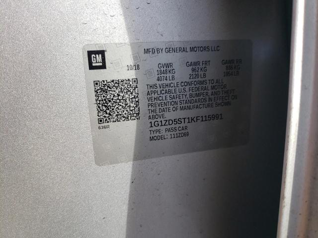 2019 Chevrolet Malibu მანქანა იყიდება აუქციონზე, vin: 1G1ZD5ST1KF115991, აუქციონის ნომერი: 37759824