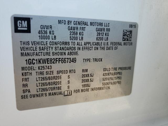 2015 Chevrolet Silverado K2500 Heavy Duty Ltz მანქანა იყიდება აუქციონზე, vin: 1GC1KWE82FF667349, აუქციონის ნომერი: 37267194