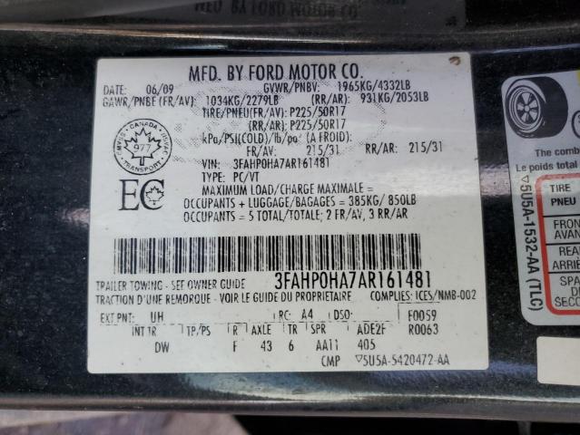 2010 Ford Fusion Se მანქანა იყიდება აუქციონზე, vin: 3FAHP0HA7AR161481, აუქციონის ნომერი: 40966794