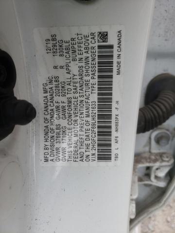 37682054 :رقم المزاد ، 2HGFC2F69LH521633 vin ، 2020 Honda Civic Lx مزاد بيع