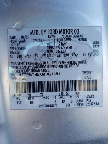 Продаж на аукціоні авто 2006 Ford F150, vin: 1FTPW145X6FA27351, номер лоту: 40906324