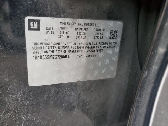 Aukcja sprzedaży 2016 Chevrolet Cruze Ls, vin: 1G1BC5SM7G7265036, numer aukcji: 37344594