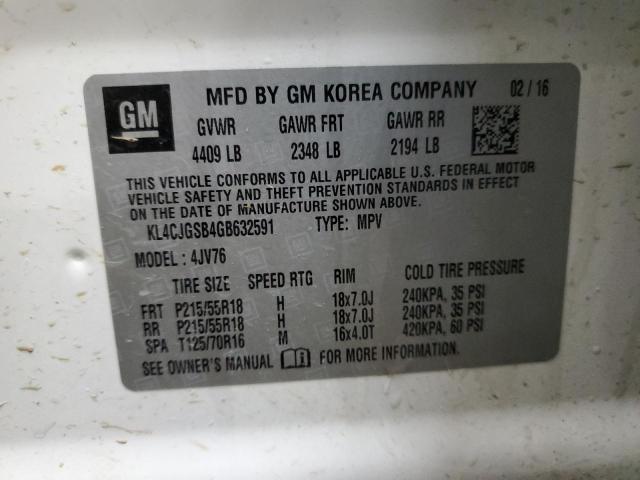 Продажа на аукционе авто 2016 Buick Encore, vin: KL4CJGSB4GB632591, номер лота: 39303614