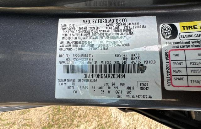 Aukcja sprzedaży 2012 Ford Fusion Se, vin: 3FAHP0HG6CR203484, numer aukcji: 38169184