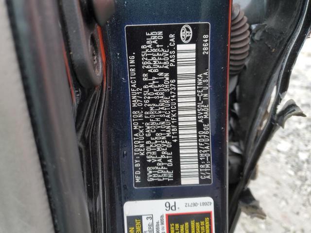 Продаж на аукціоні авто 2012 Toyota Camry Base, vin: 4T1BF1FK1CU147376, номер лоту: 38347584