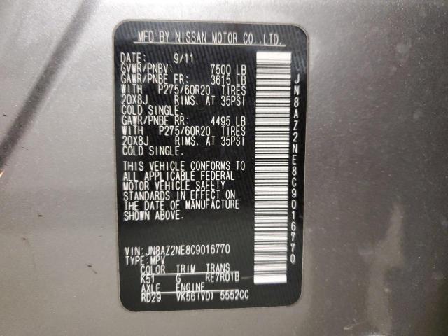 37050284 :رقم المزاد ، JN8AZ2NE8C9016770 vin ، 2012 Infiniti Qx56 مزاد بيع