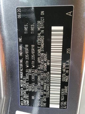 Aukcja sprzedaży 2020 Toyota Highlander Xle, vin: 5TDGZRAH2LS509294, numer aukcji: 39815714