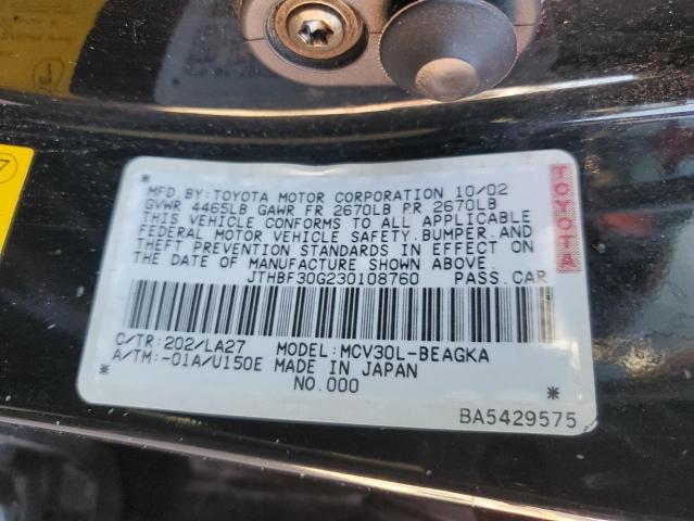 Aukcja sprzedaży 2003 Lexus Es 300, vin: JTHBF30G230108760, numer aukcji: 82931673