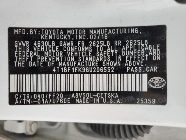 Продажа на аукционе авто 2016 Toyota Camry Le, vin: 4T1BF1FK9GU206552, номер лота: 40455524
