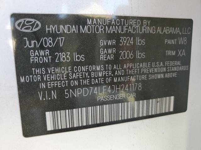 2018 Hyundai Elantra Se მანქანა იყიდება აუქციონზე, vin: 5NPD74LF4JH241178, აუქციონის ნომერი: 37818944