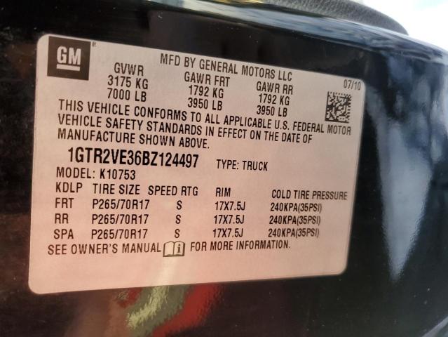 37019294 :رقم المزاد ، 1GTR2VE36BZ124497 vin ، 2011 Gmc Sierra K1500 Sle مزاد بيع