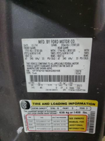 38569344 :رقم المزاد ، 1FTFW1ET8EKD55155 vin ، 2014 Ford F150 Supercrew مزاد بيع