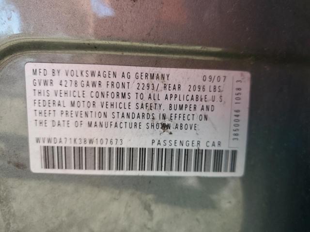 39642754 :رقم المزاد ، WVWDA71K38W107673 vin ، 2008 Volkswagen Rabbit مزاد بيع