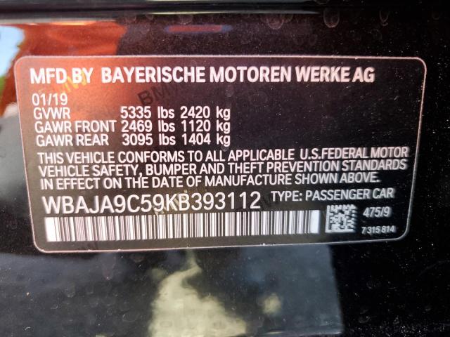 Продаж на аукціоні авто 2019 Bmw 530e, vin: WBAJA9C59KB393112, номер лоту: 38424574