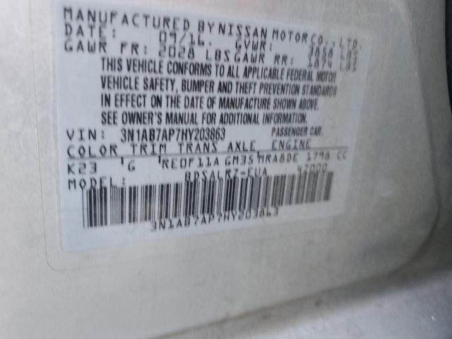 2017 Nissan Sentra S მანქანა იყიდება აუქციონზე, vin: 3N1AB7AP7HY203863, აუქციონის ნომერი: 42213685