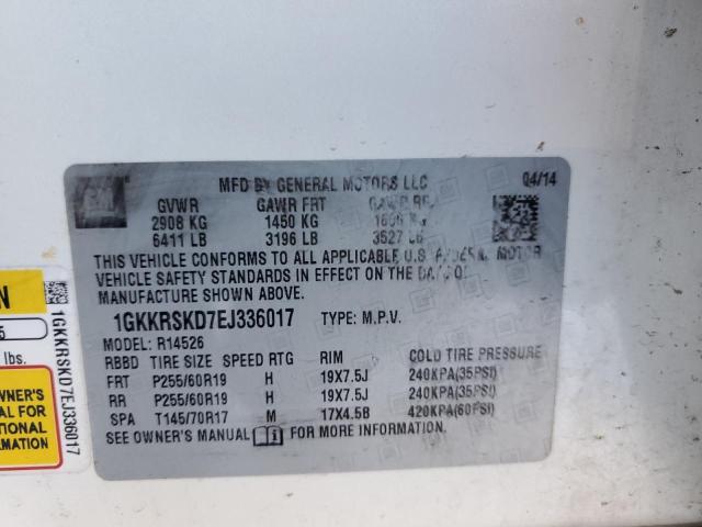 2014 Gmc Acadia მანქანა იყიდება აუქციონზე, vin: 1GKKRSKD7EJ336017, აუქციონის ნომერი: 87458554