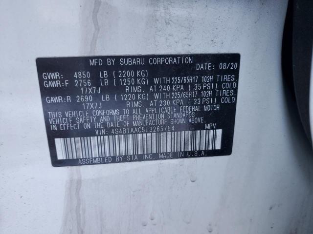 Aukcja sprzedaży 2020 Subaru Outback, vin: 4S4BTAAC5L3265784, numer aukcji: 41739005