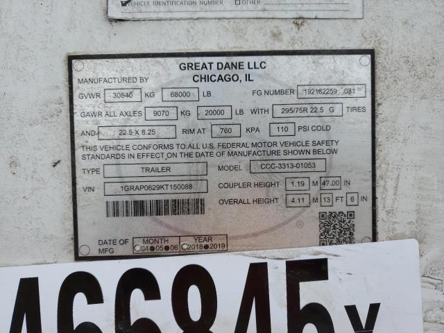 Продажа на аукционе авто 2019 Great Dane Trailer Semi Trail, vin: 1GRAP0629KT150088, номер лота: 41466845