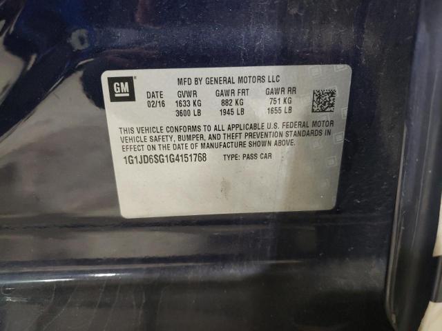 Aukcja sprzedaży 2016 Chevrolet Sonic, vin: 1G1JD6SG1G4151768, numer aukcji: 87191074