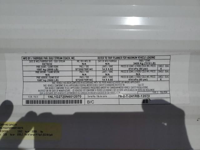 Продажа на аукционе авто 2022 Gulf Stream Ameri-lite, vin: 1NL1G2720N6012070, номер лота: 89018375