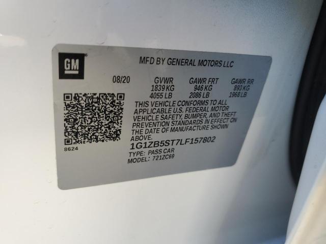 Aukcja sprzedaży 2020 Chevrolet Malibu, vin: 1G1ZB5ST7LF157802, numer aukcji: 88034185