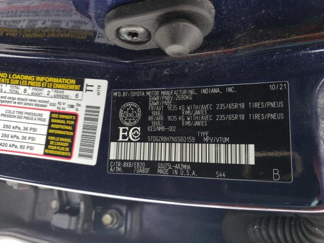 Продажа на аукционе авто 2022 Toyota Highlander, vin: 5TDGZRBH7NS560159, номер лота: 89290185