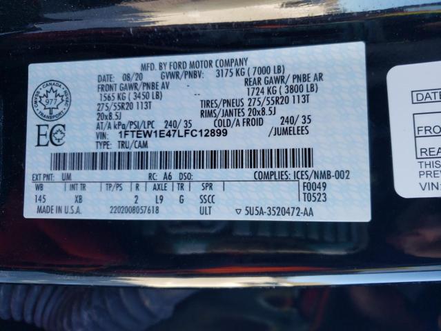84141324 :رقم المزاد ، 1FTEW1E47LFC12899 vin ، 2020 Ford F150 مزاد بيع