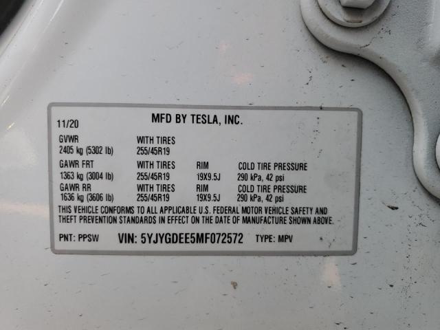 Aukcja sprzedaży 2021 Tesla Model Y, vin: 5YJYGDEE5MF072572, numer aukcji: 88444425