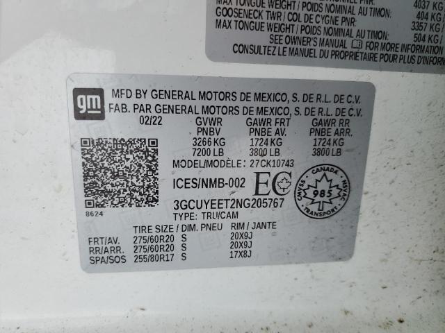 Aukcja sprzedaży 2022 Chevrolet Silverado, vin: 3GCUYEET2NG205767, numer aukcji: 88483285