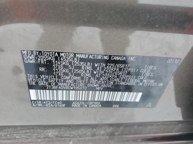 Продаж на аукціоні авто 2012 Toyota Rav4, vin: 2T3BF4DV8CW195012, номер лоту: 86835834